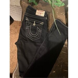 True Religion Black Skinny Jeans with Signature Stitching